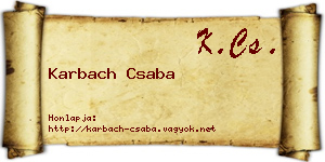 Karbach Csaba névjegykártya